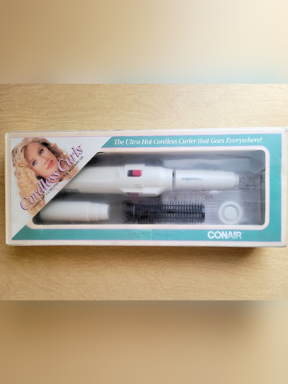 Vintage 1991 Conair Cordless Curls Combo, 3/4" iron and Hot Brush
